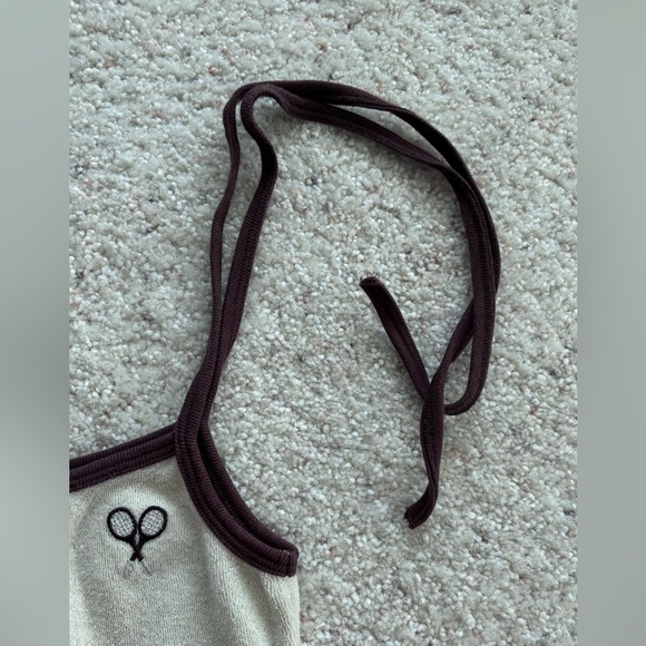 Juicy Couture Terry Tennis Beige Camisole Tank with Brown Trim - Picture 4 of 5